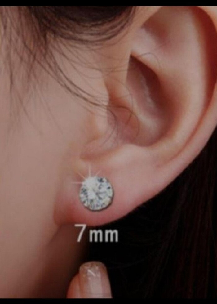 Gümüş Zirkon Tek Taşlı Küpe 7mm  - Görsel 4