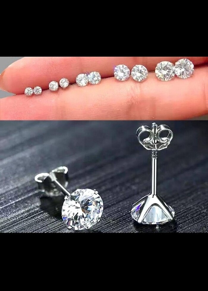 Gümüş Zirkon Tek Taşlı Küpe 7mm  - Görsel 5