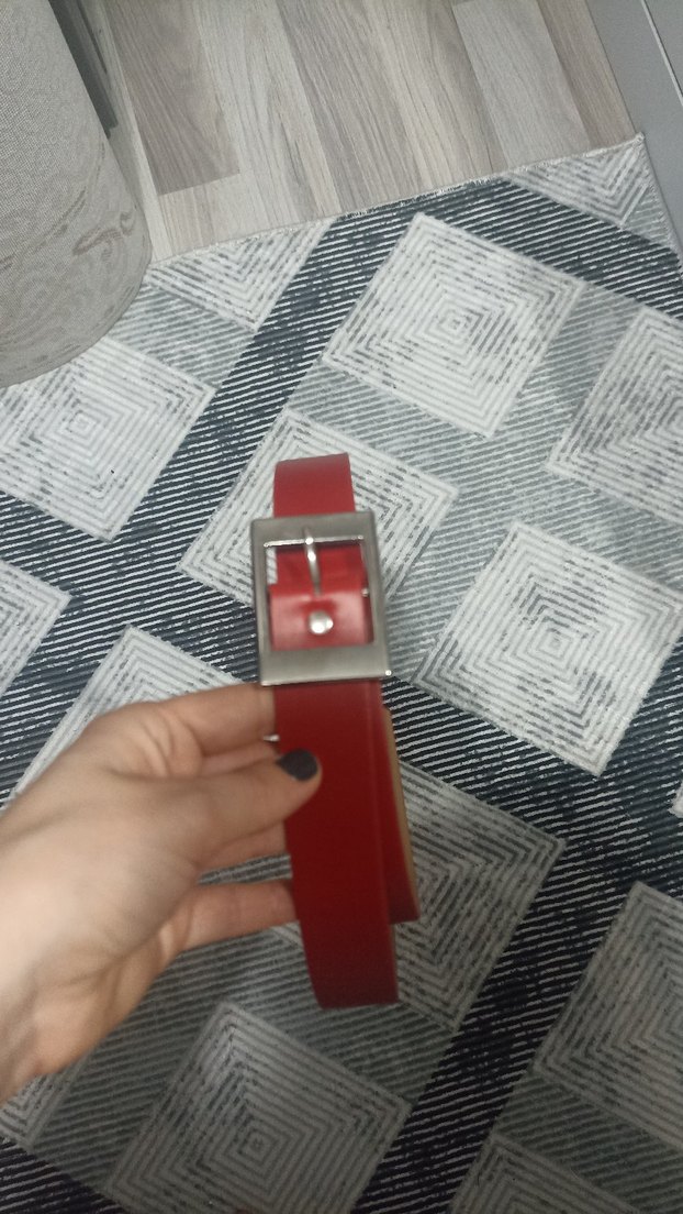 Kemerli Kırmızı Mini Tulumu - Görsel 2