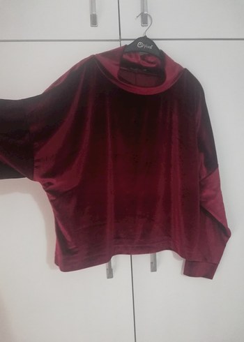 Bordo Yüksek Yakalı Salaş Kadın Kazak - Görsel 2