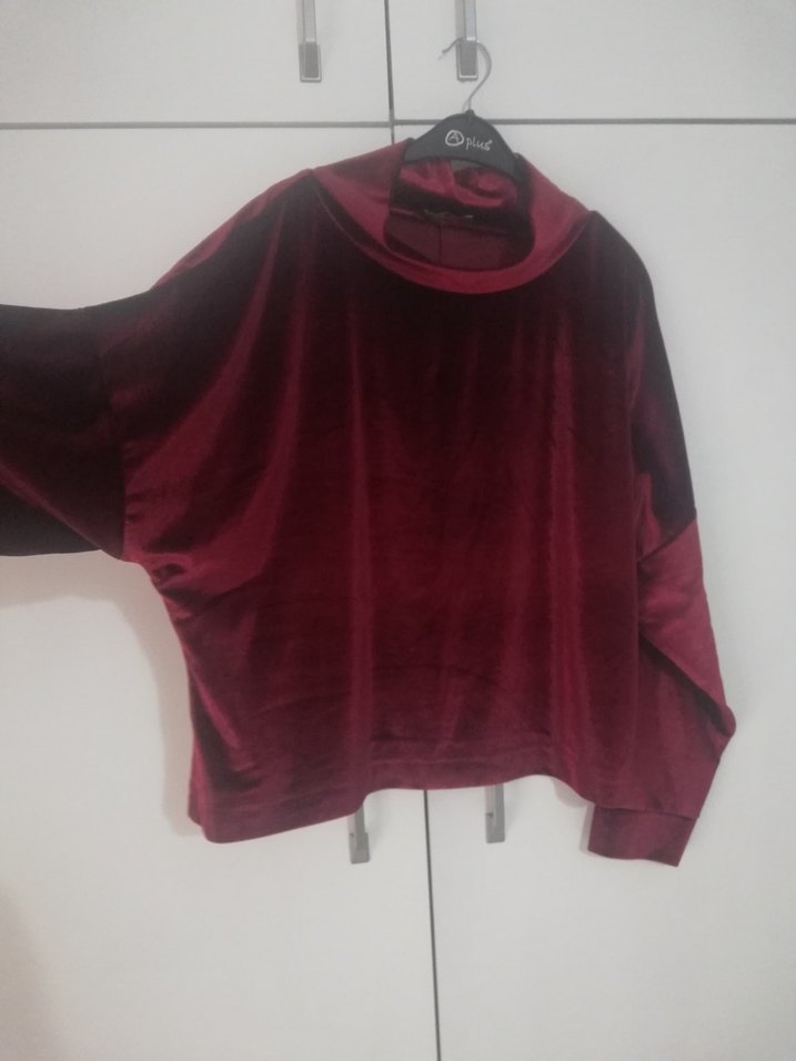 Bordo Yüksek Yakalı Salaş Kadın Kazak - Görsel 2