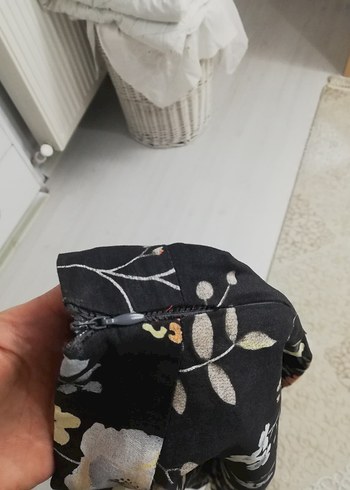 Çiçek Desenli Siyah Mini Kadın Ceket - Görsel 6