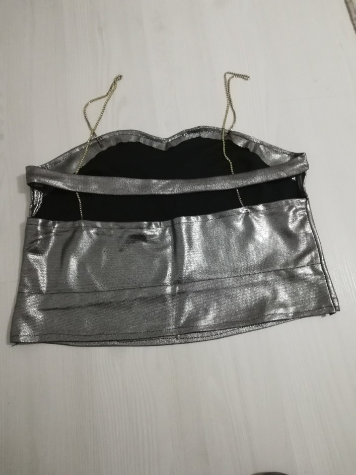 Gri Deri Mini Straplez Bustiyer - Görsel 2