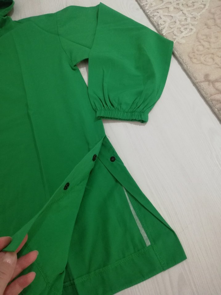 Kapüşonlu Yeşil tunik - Görsel 2