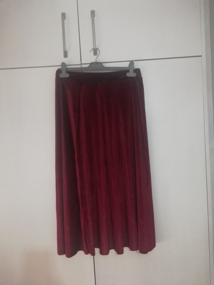 Bordo kiloş Uzun Kadın Etek - Görsel 2