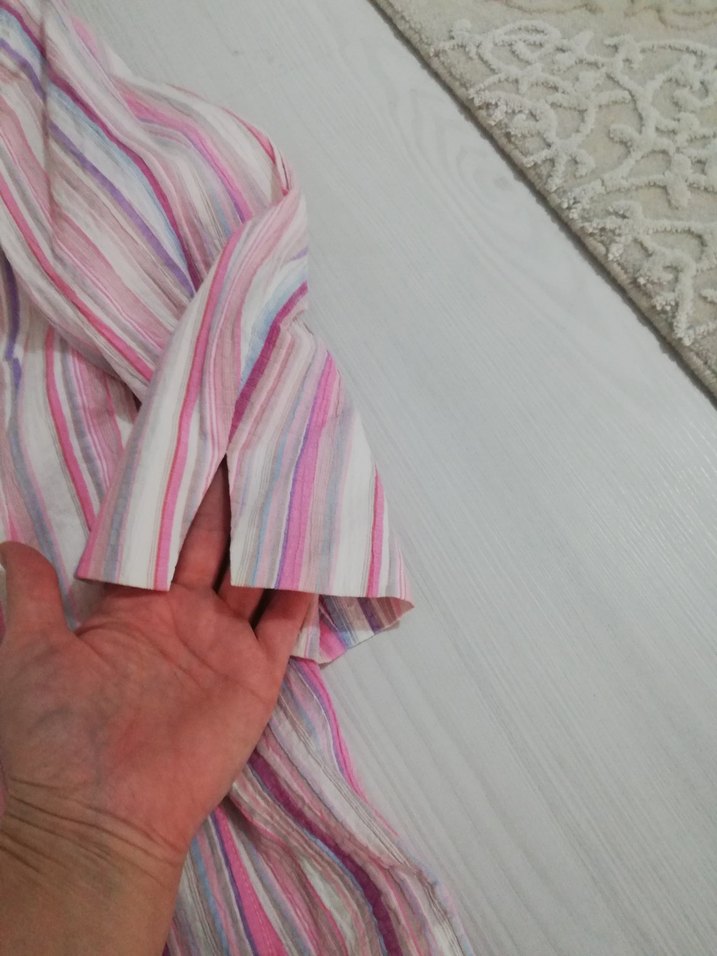 Pembe Çizgili Düğmeli Kadın ceket - Görsel 2