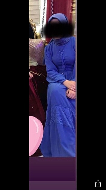s Beden mavi Renk Tesettür şifon elbise