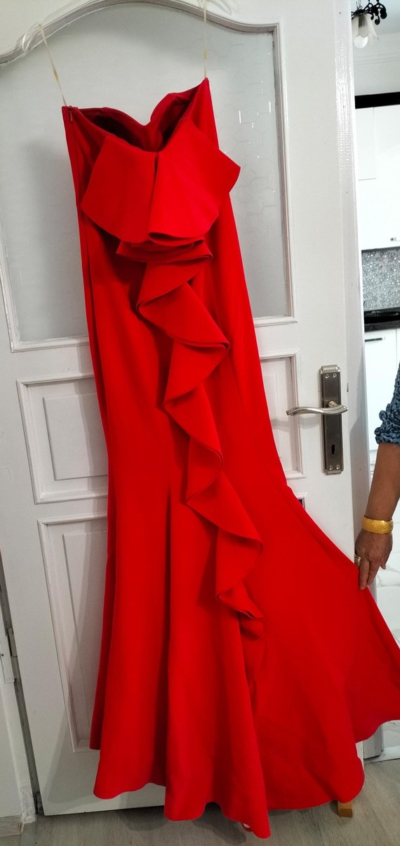 Straplez Uzun Abiye Elbise - Görsel 5