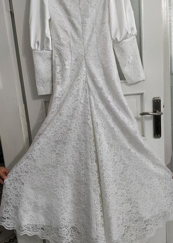 Uzun Kollu Vintage A Kesim Gelinlik - Görsel 2