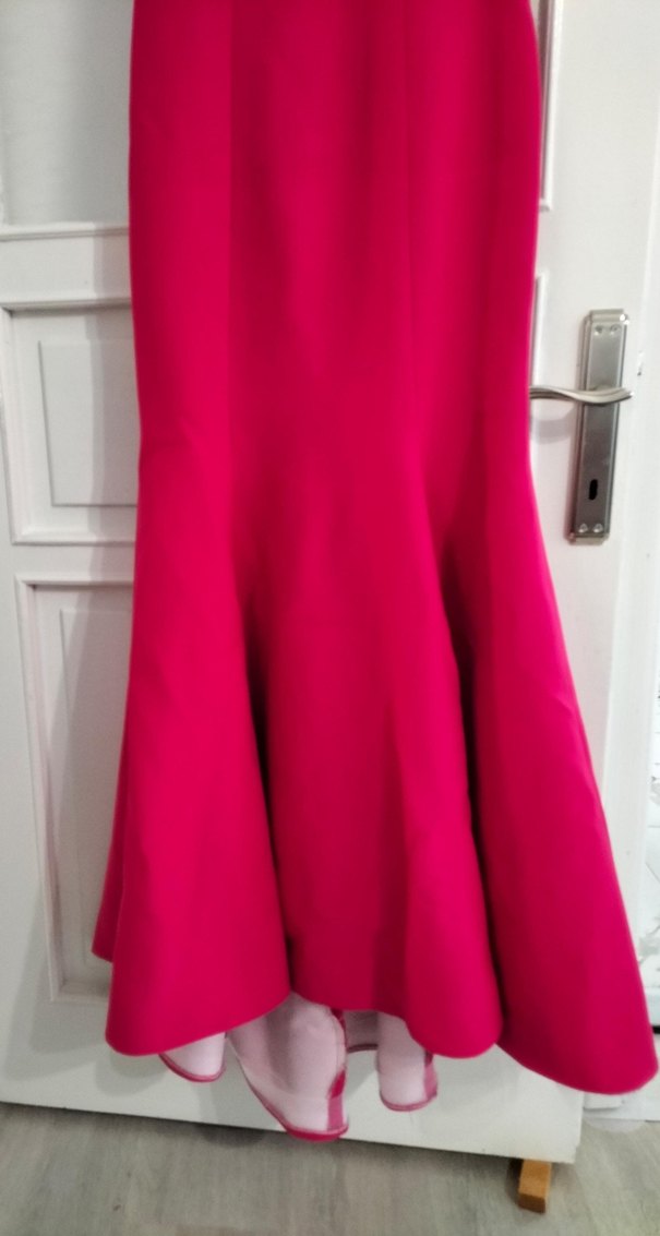 Fuşya İşlemeli Straplez Uzun Abiye Elbise - Görsel 3