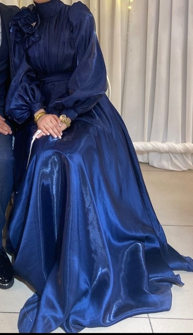 Parlak Mavi Uzun Drapeli Bohem Abiye - Görsel 4