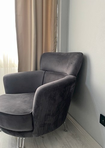 Diğer Tekli Modern Berjer Koltuk Gri, Metal Ayaklı