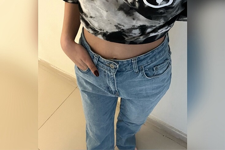 34 Beden Açık mavi düz jean