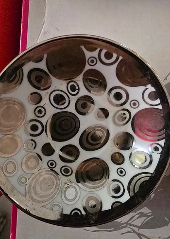 Bohem Tarzı Çok Renkli Puantiyeli kahve  Tabak Seti 4 adet - Görsel 2