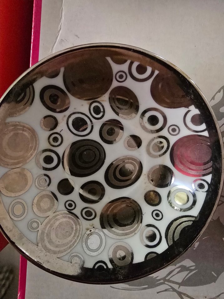 Bohem Tarzı Çok Renkli Puantiyeli kahve  Tabak Seti 4 adet - Görsel 2