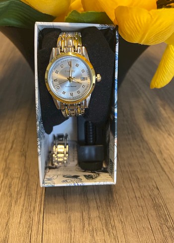 Kadın Parlak Sarı Vintage Bilek Saati - Görsel 5