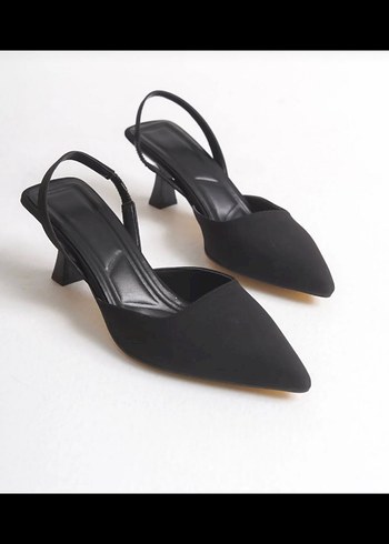 Siyah Stiletto Topuklu Ofis Ayakkabısı - Görsel 3