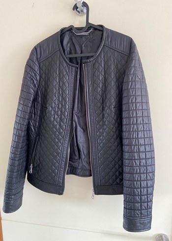 Kadın Siyah Deri Biker Mont - Görsel 2