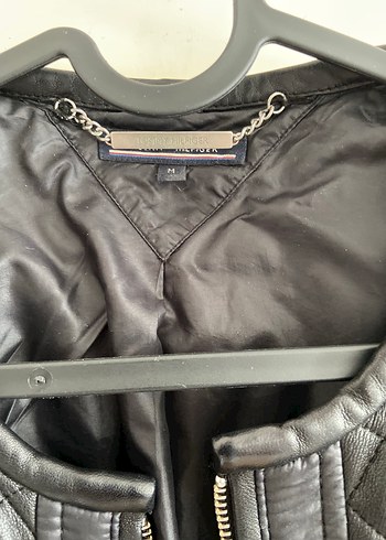 Kadın Siyah Deri Biker Mont - Görsel 5