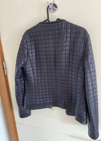 Kadın Siyah Deri Biker Mont - Görsel 8