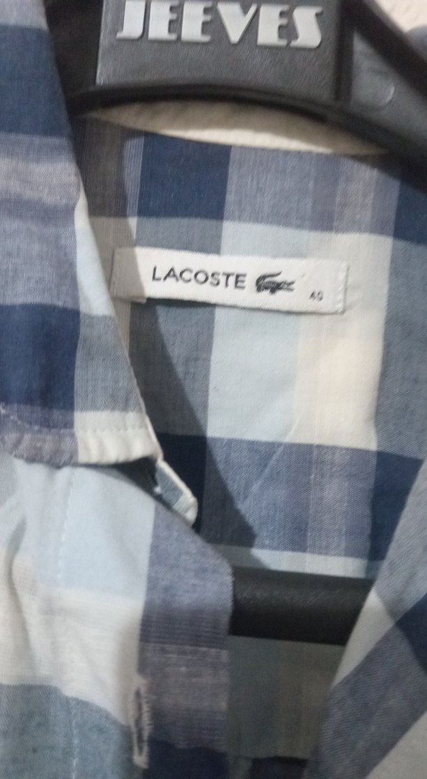 lacoste kadin  Mavi Kareli Uzun Kollu Gömlek - Görsel 2