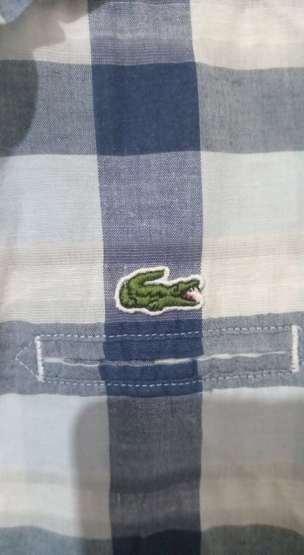 lacoste kadin  Mavi Kareli Uzun Kollu Gömlek - Görsel 3