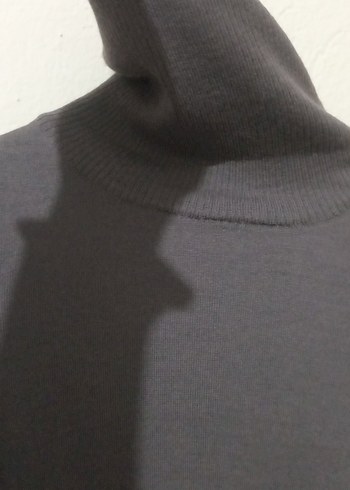 Gri Kadın Uzun Kollu Boğazlı Triko - Görsel 2