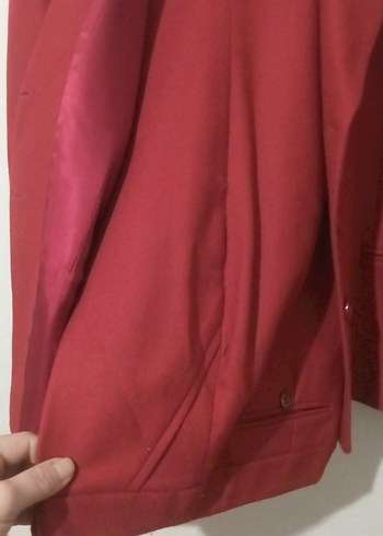 Kırmızı Kadın Uzun Ceketli Takım - Görsel 8