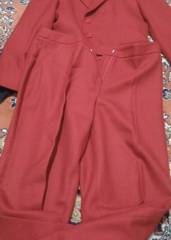 Kırmızı Kadın Uzun Ceketli Takım - Görsel 7