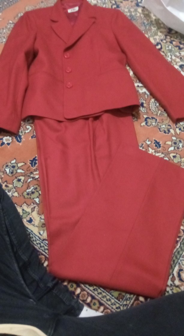 Kırmızı Kadın Uzun Ceketli Takım - Görsel 2