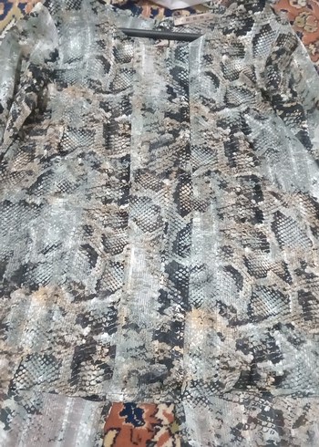 Gri Yılan Desenli Uzun Kollu Kadın Bluz - Görsel 11