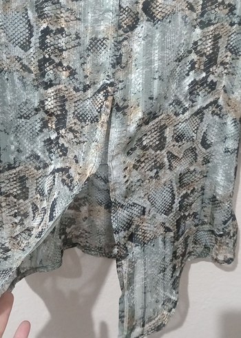 Gri Yılan Desenli Uzun Kollu Kadın Bluz - Görsel 5
