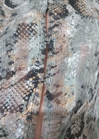 Gri Yılan Desenli Uzun Kollu Kadın Bluz - Görsel 8