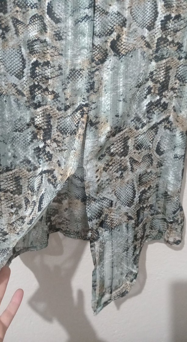 Gri Yılan Desenli Uzun Kollu Kadın Bluz - Görsel 5