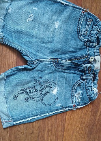 zara Nakışlı Mavi Bol Kesim kız çocuk kot short