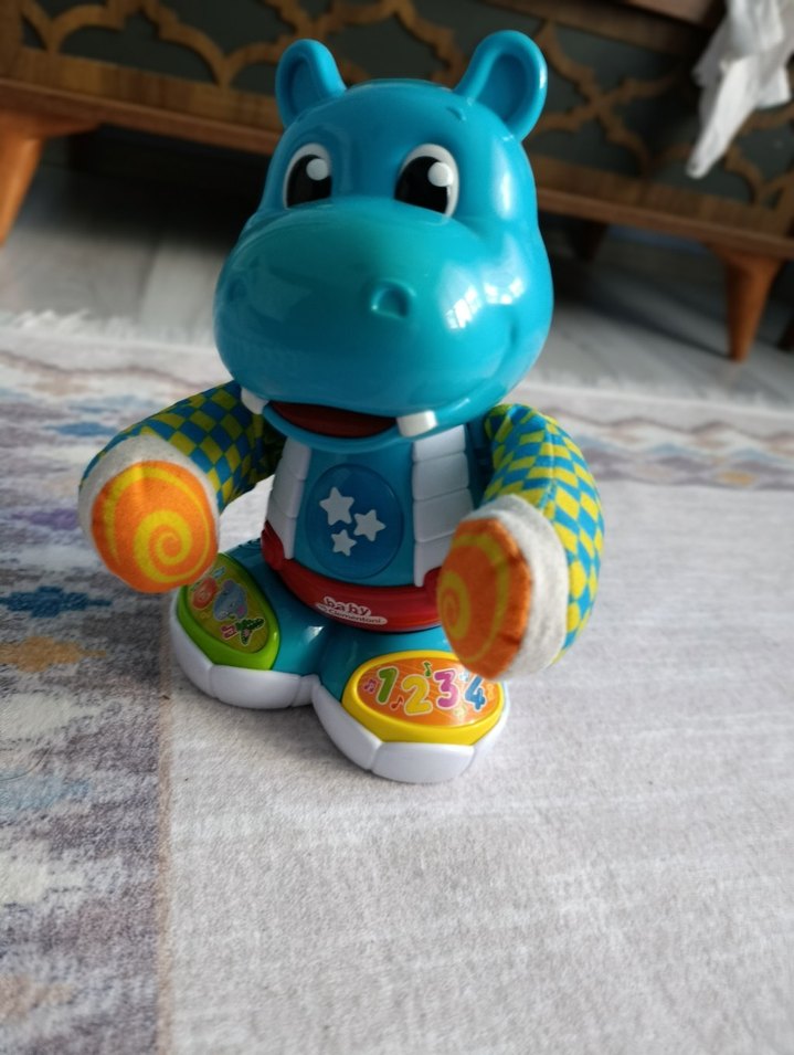Renkli Mavi Eğitici Oyuncak Hipopotam - Görsel 5