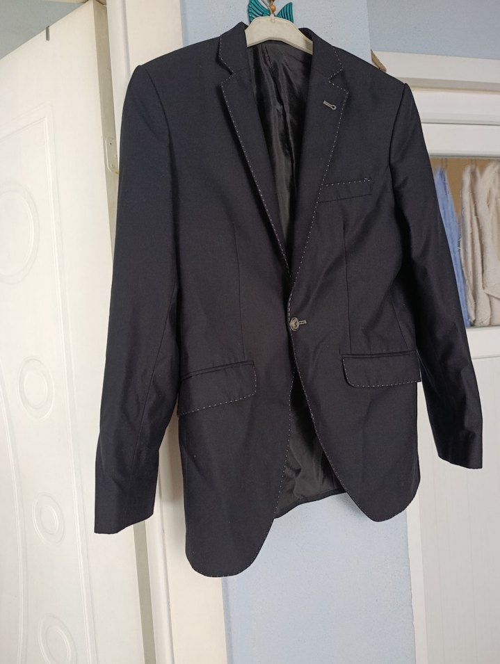 Siyah Erkek Düz Kesim Ofis Takım Ceketi - Görsel 3