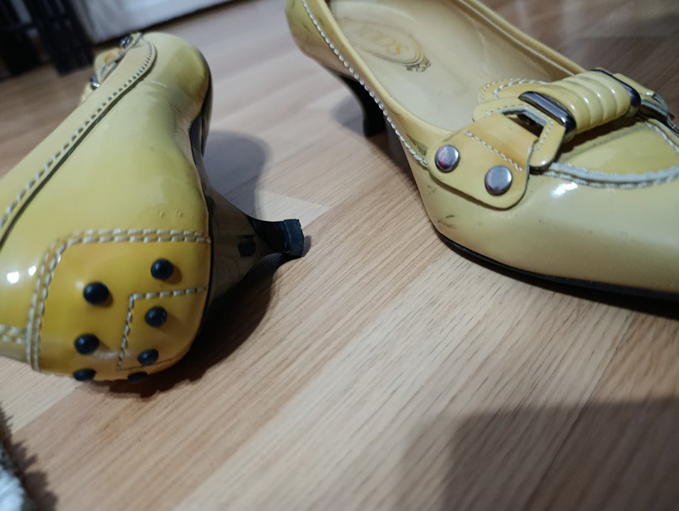 Sarı Tokalı Kadın Topuklu Düz Ayakkabı - Görsel 4