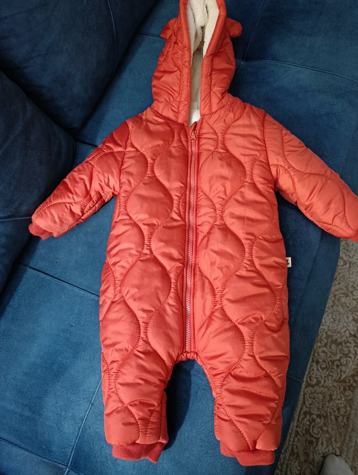 Kız ve Erkek Bebek turuncu Fermuarlı Tulum - Görsel 2