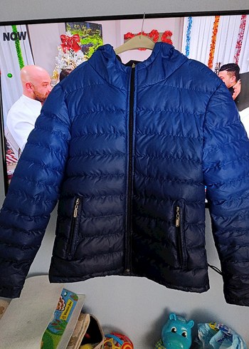 Erkek  Fermuarlı Mavi Bağlamalı Mont - Görsel 2