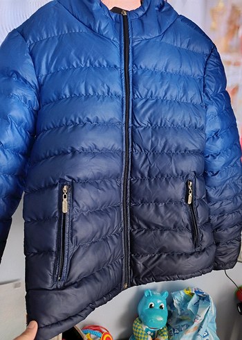 Erkek  Fermuarlı Mavi Bağlamalı Mont - Görsel 3