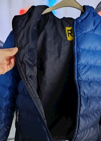 Erkek  Fermuarlı Mavi Bağlamalı Mont - Görsel 5