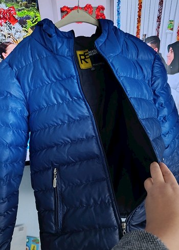 Erkek  Fermuarlı Mavi Bağlamalı Mont - Görsel 4