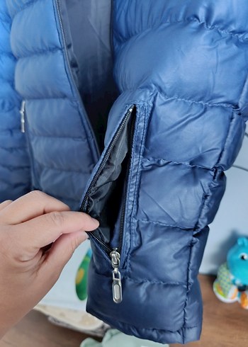 Erkek  Fermuarlı Mavi Bağlamalı Mont - Görsel 6