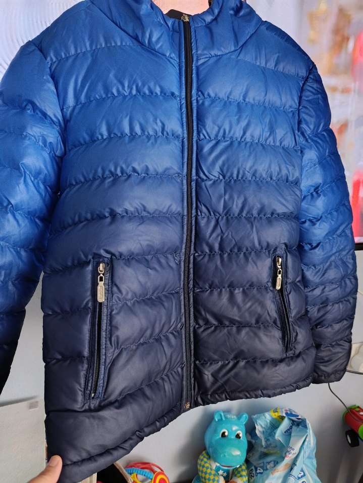 Erkek  Fermuarlı Mavi Bağlamalı Mont - Görsel 3