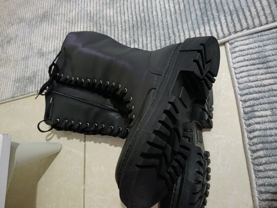 Siyah Deri Bağcıklı Stiletto Topuklu Goth Bot - Görsel 4