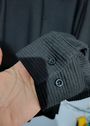 Düğmeli Siyah Kadın Uzun Kollu Gömlek - Görsel 4