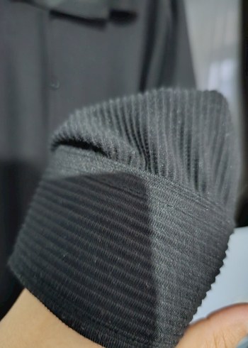 Düğmeli Siyah Kadın Uzun Kollu Gömlek - Görsel 5