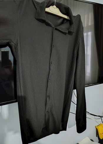 Düğmeli Siyah Kadın Uzun Kollu Gömlek - Görsel 2