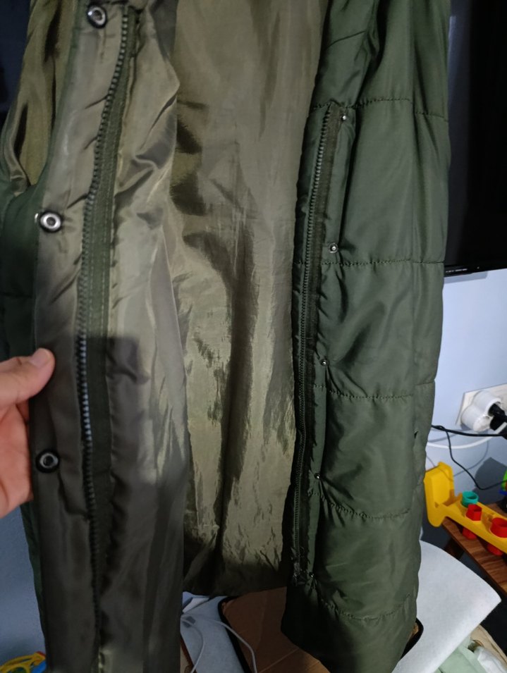 Kadın Haki Kapüşonlu Midi Yelek - Görsel 4